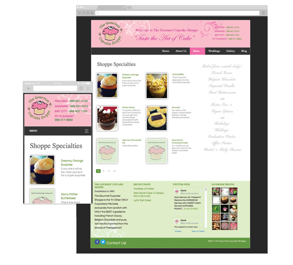 The Gourmet Cupcake Shoppe custom post type archive template
