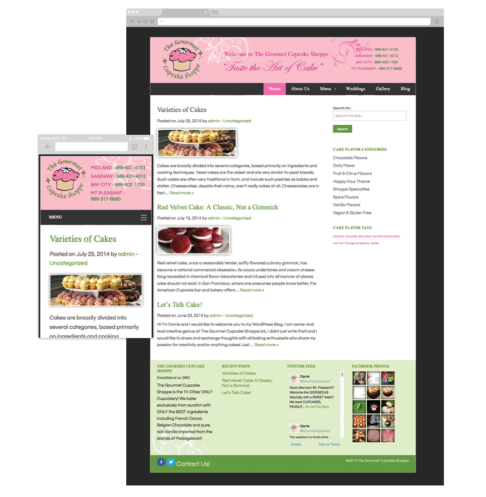 The Gourmet Cupcake Shoppe Blog template image