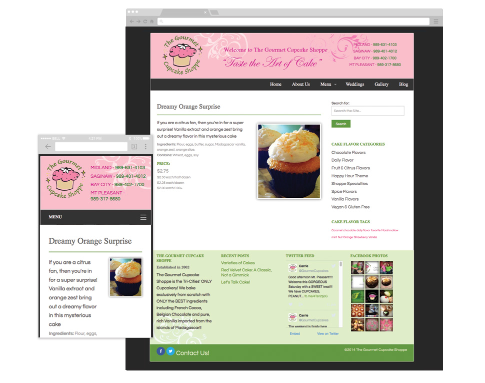 The Gourmet Cupcake Shoppe single custom post type template image